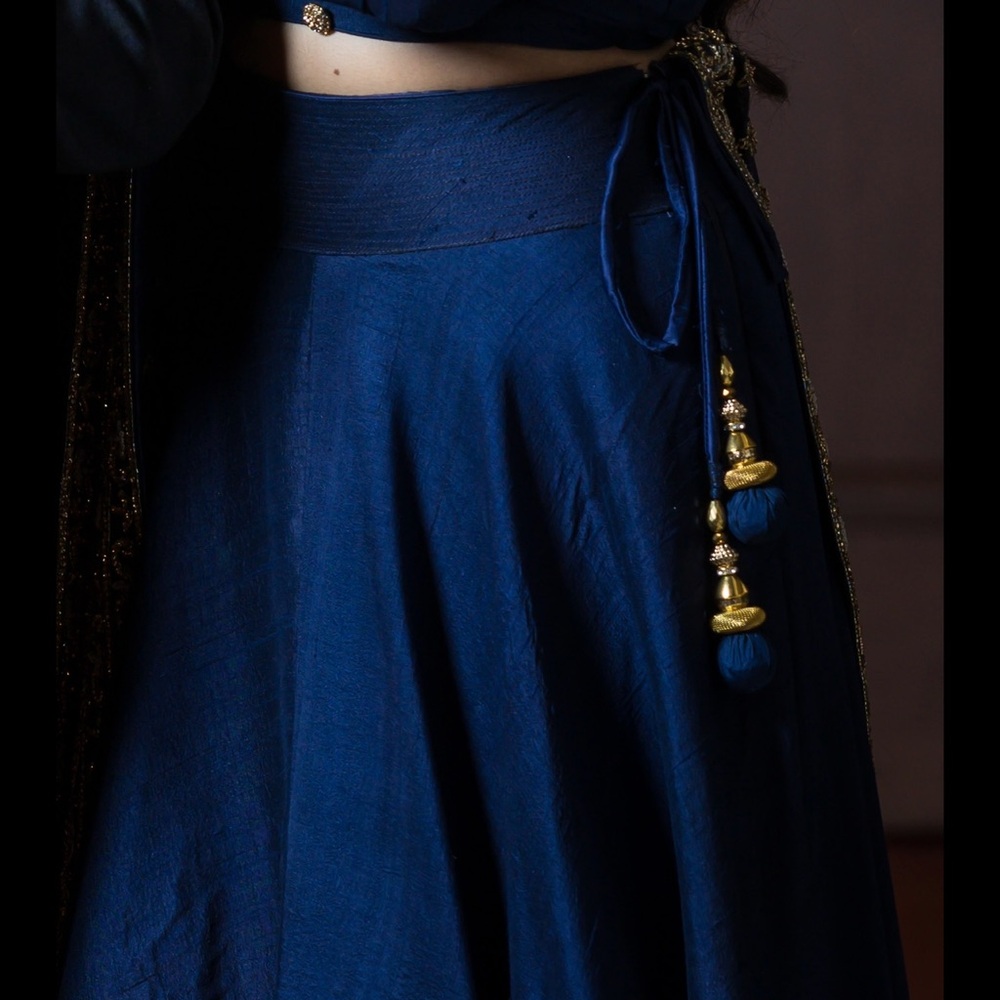 Elegant Blue Skirt with Tassel Detail